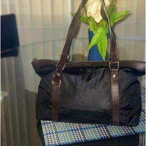 Gucci Black/Brown GG Web Nylon Leather Tote Bag